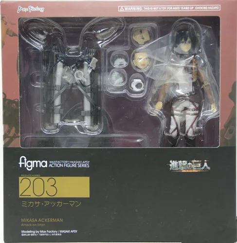 Аниме атака на Титанов ПВХ Фигурки Eren Mikasa Ackerman Levi Rivaille Figma 203 207 213 фигурка коллекционная игрушка - Цвет: with box