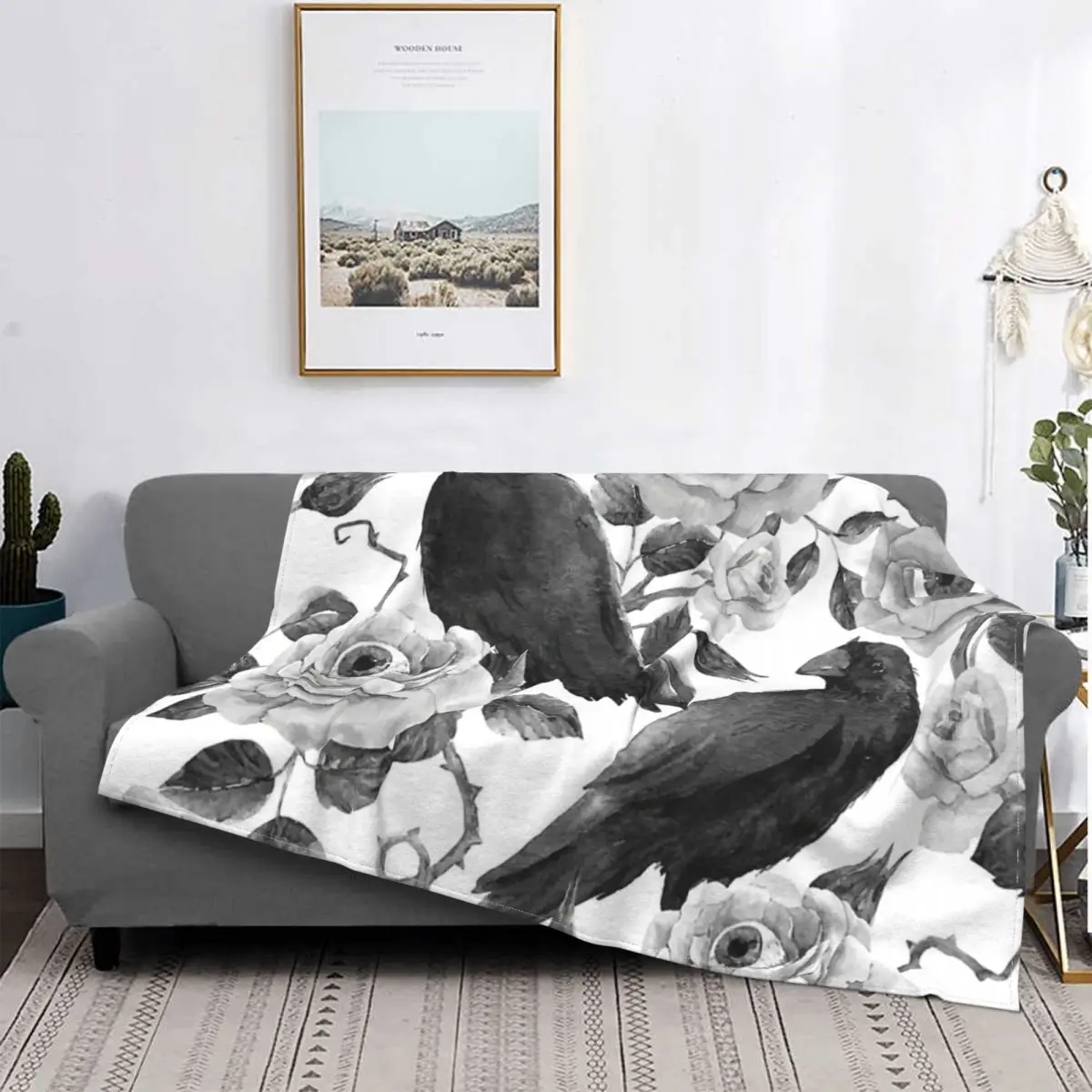 

Manta con estampado de acuarela para cama, colcha de cuadros a cuadros de 135, manta ponderada, cobija Poe Nevermore