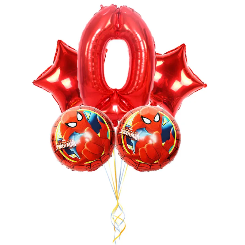 5pcs red spider 0 5 шт. воздушные шары из фольги Человека-паука с гелием 3" шар с номером Гелиевый шар мультяшный герой детские игрушки Воздушные шары Декорации дня рождения Globos - Цвет: 5pcs red spider 0