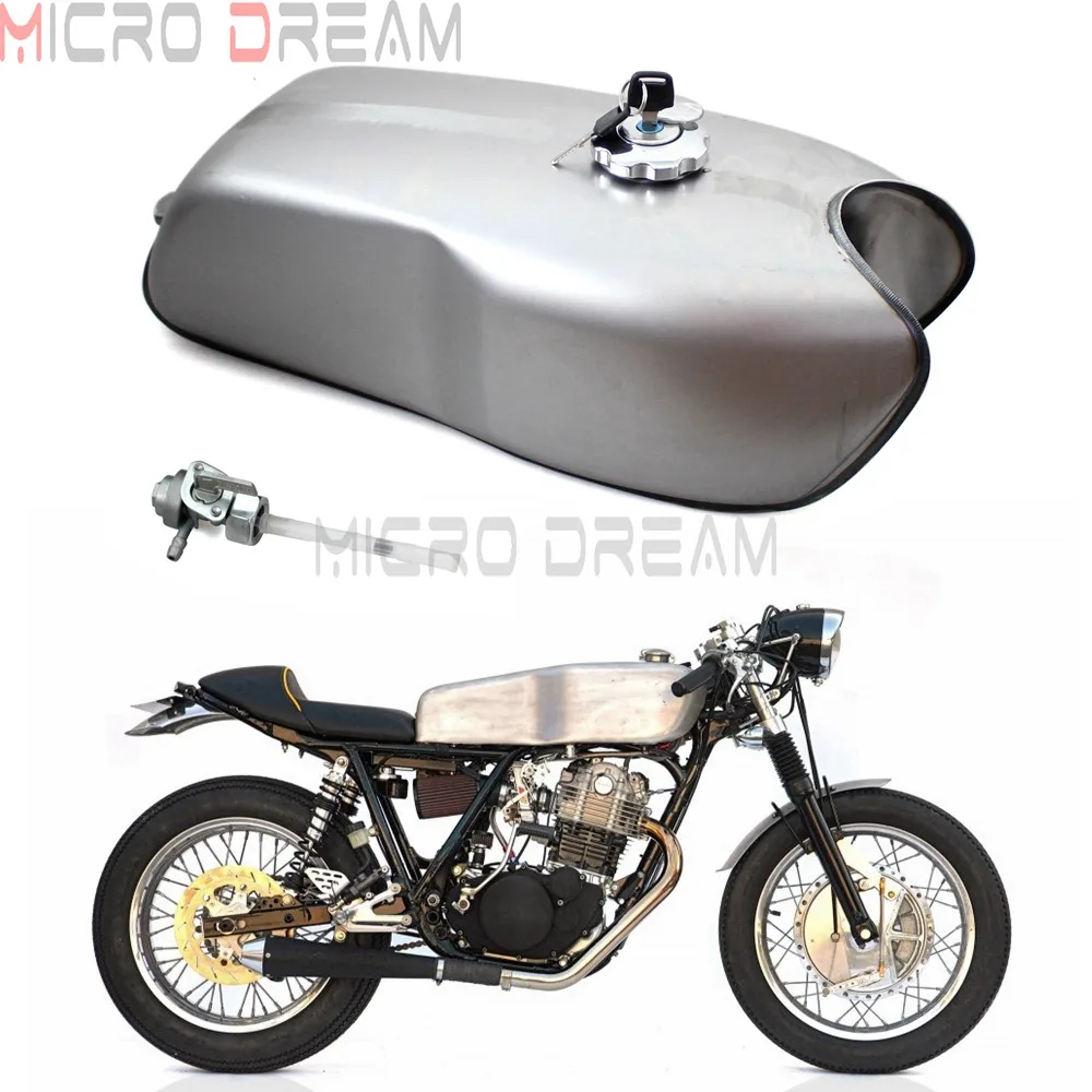 9 л Cafe Racer пользовательский топливный бак с крышкой для Yamaha Honda Suzuki BMW R100R RD50 RD350 RD400 CB