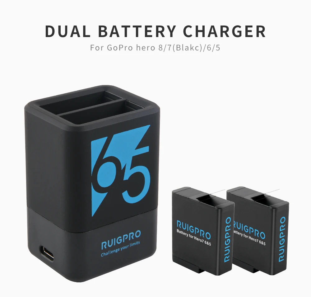 2 шт 1220mah аккумуляторная батарея Hero5 6 7 8 двойное зарядное устройство для GoPro Hero 8 7 6 GoPro 5 Черная Спортивная камера