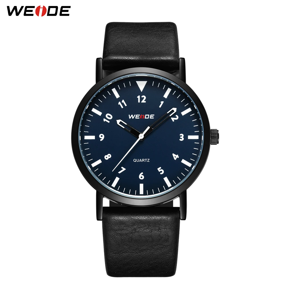 WEIDE Новые простые мужские часы Топ бренд стильная модель ПУ кожа браслет модные