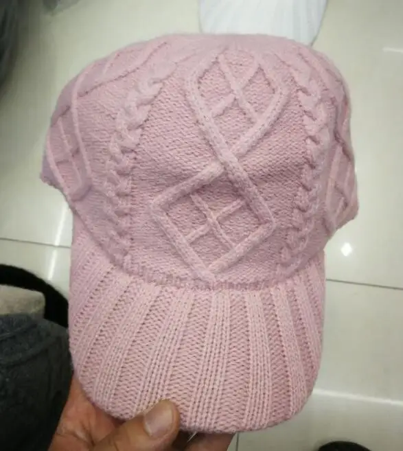 pink1 Новые теплые, вязаные дизайн Зимняя бейсболка сплошной Цвет Для мужчин женское утепленное плотное Шапки H35 - Цвет: pink1