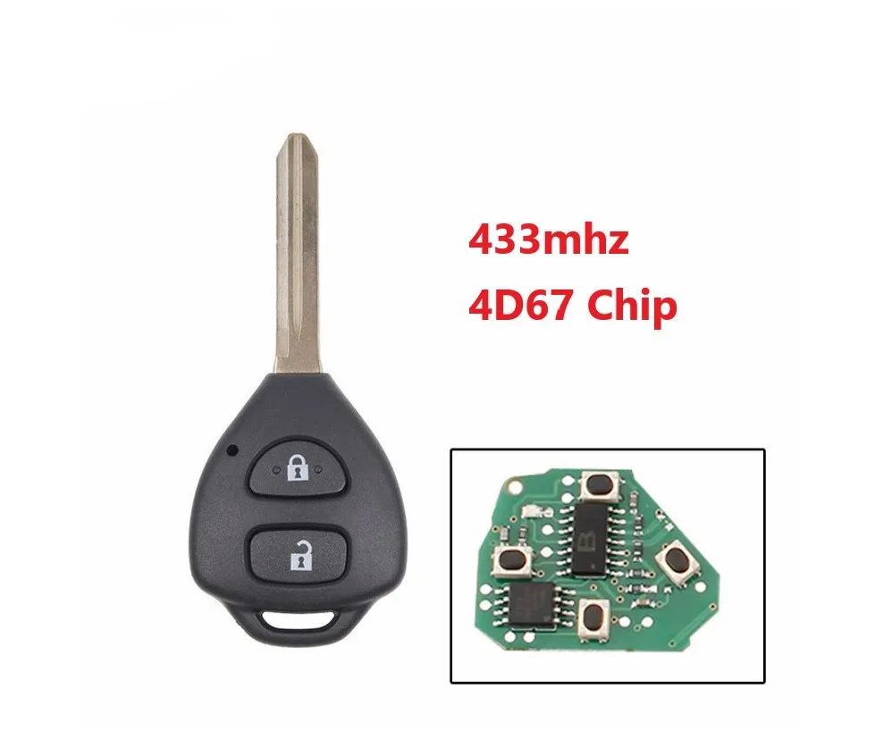 

2 кнопки дистанционный ключ-брелок от машины для Toyota RAV4 2006 2007 2008 2009 2010 433 МГц 4D67 чип TOY47 Blade Uncut