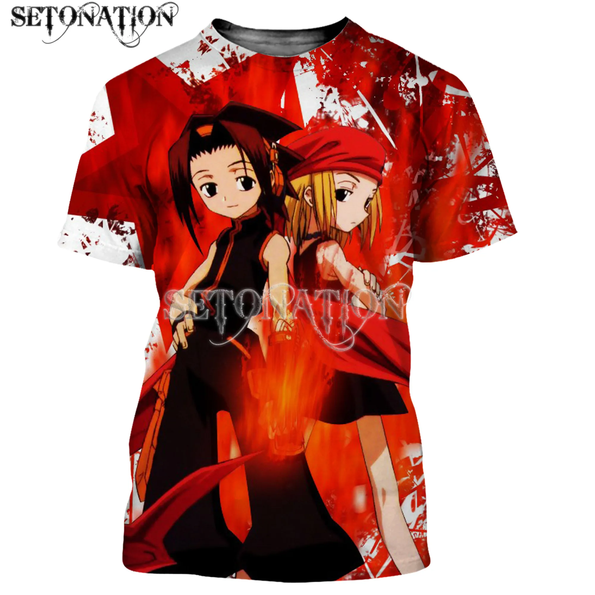 Футболка Shaman King для мужчин и женщин стильная тенниска с 3D принтом повседневная