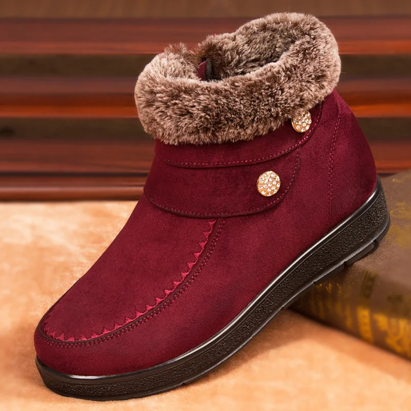Женские зимние ботинки Нескользящие теплые короткие плюшевые ботильоны на меху