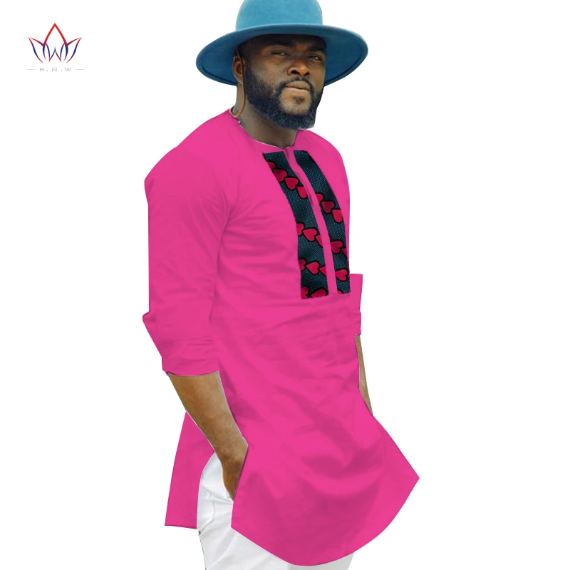 

2021 New Fashion Male African T-shirt Rich Bazin Stripe Round Neck Long Sleeve African style for Man Casual Top Clothes WYN361