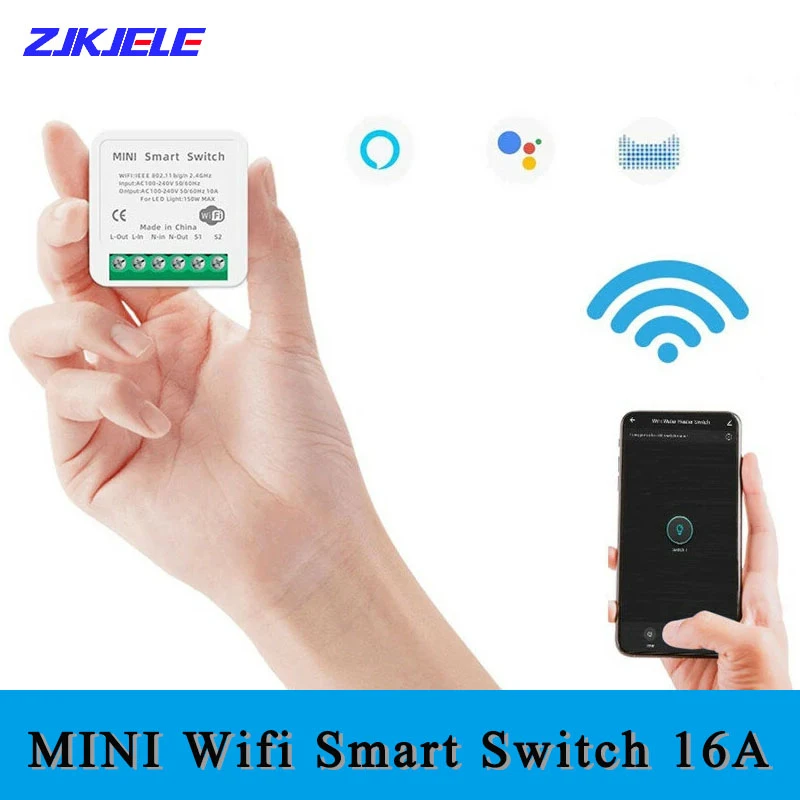 

16A 2-way Control MINI Wifi Smart Switch Timer Wireless Switches Smart Home Automation Compatible Remote Control Switches