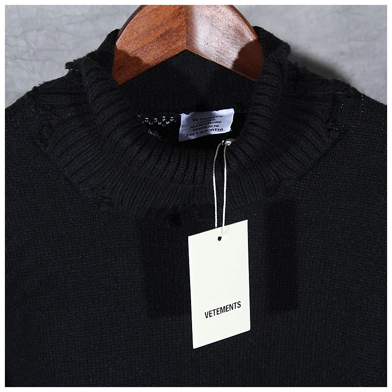 

American fashion black and white high street punk style wool turtleneck sweater men's and women's winter New loose sweater