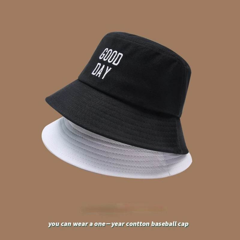 

Harajuku Letter Embroidery Bucket Hats Sun Summer Fashion Panama For Women Men Caps Fishing Black White Cotton Fisherman's Hat