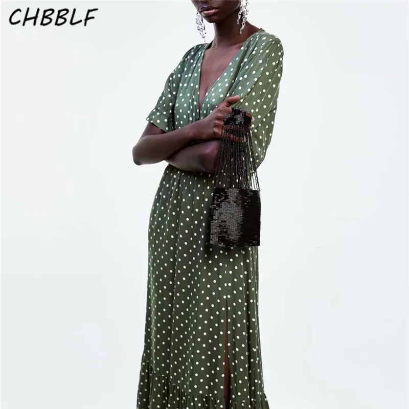 Женское платье средней длины CHBBLF Повседневное до середины икры с v образным