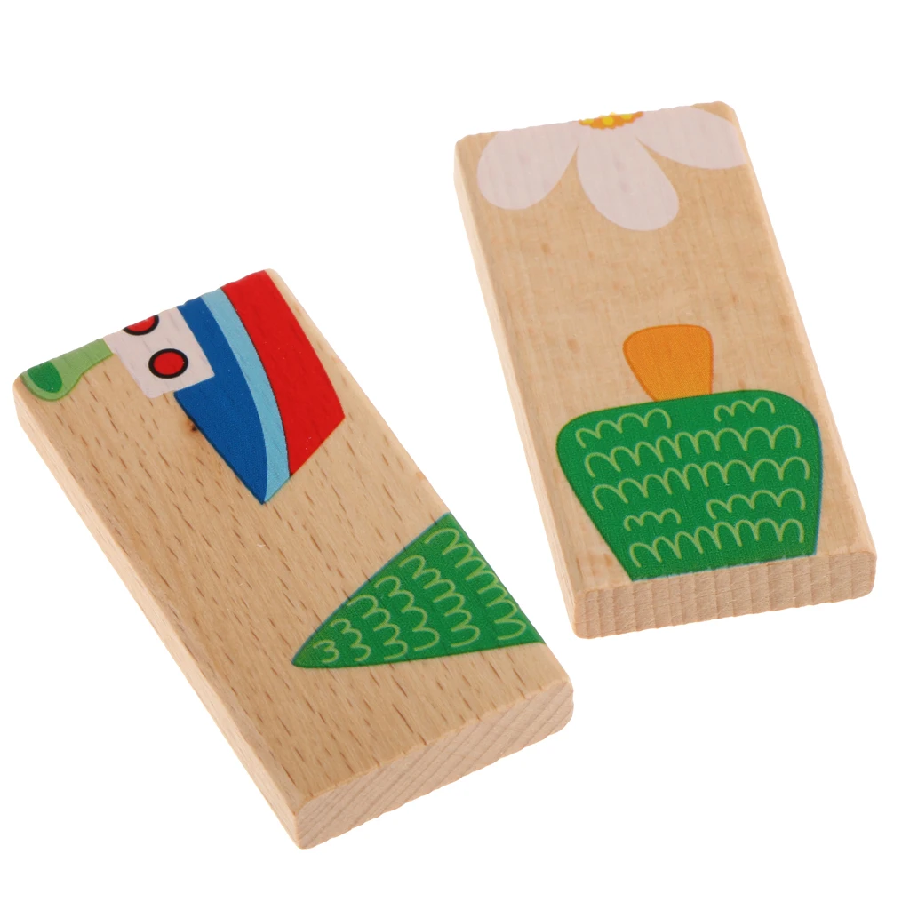 28 шт деревянные блоки животных домино подсчет обучения головоломка обучающая