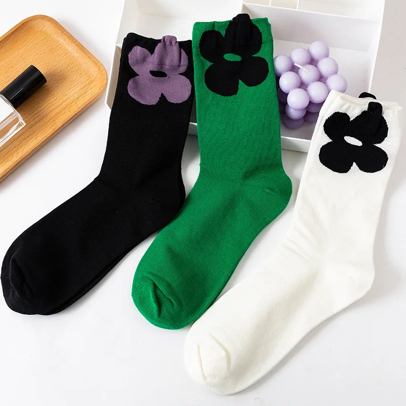 

Petal Women Socks Jacquard Sock Girls Fashion Soft Sox Middle Tube Thick Cotton Novelty Autumn Winter Japanese Calcetines Hombre