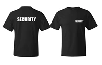 security mens t shirt event staff black double sided top quality cotton casual men t shirts men free shipping