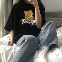2021 summer girl japanese kawaii cute bear print short sleeved t shirts womens summer loose korean womens tops