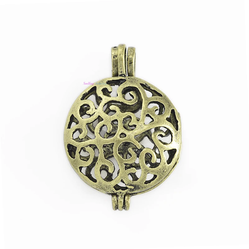 10 шт. 16 мм жемчужная клетка из морского стекла круглая филигрань посеребренные