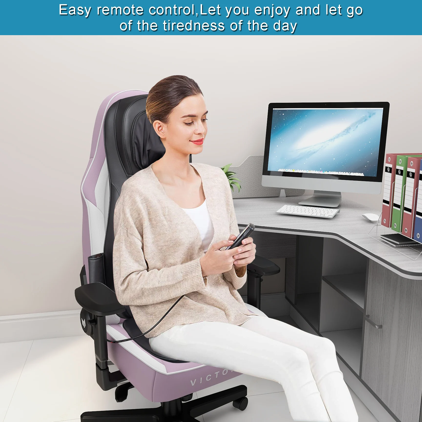 

Shiatsu Neck & Back Massager with Heat, Full Back Kneading Shiatsu or Rolling Massage with Height Adjustment,