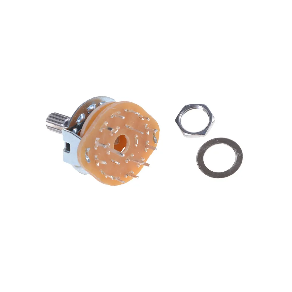 

1PCS 3Pole 4 Position Shaft 6mm 3P4T Panel Mount 2Wafers Rotary Switch Band Selector