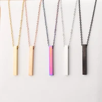 5pcs stainless steel square vertical strip bar pendants necklaces for engrave metal bar tag mirror polished