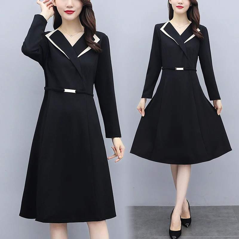 

korean fashion clothing woman party sexy vintage plus big size Women's dresses clothes 2020 spring black dress female A6150