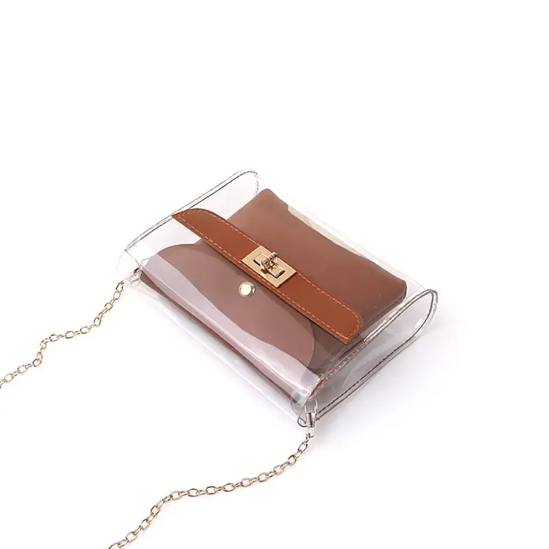 

Women Lady Stylish Transparent Shoulder Crossbody Bags Detachable Chain Travel Shopping 20CA
