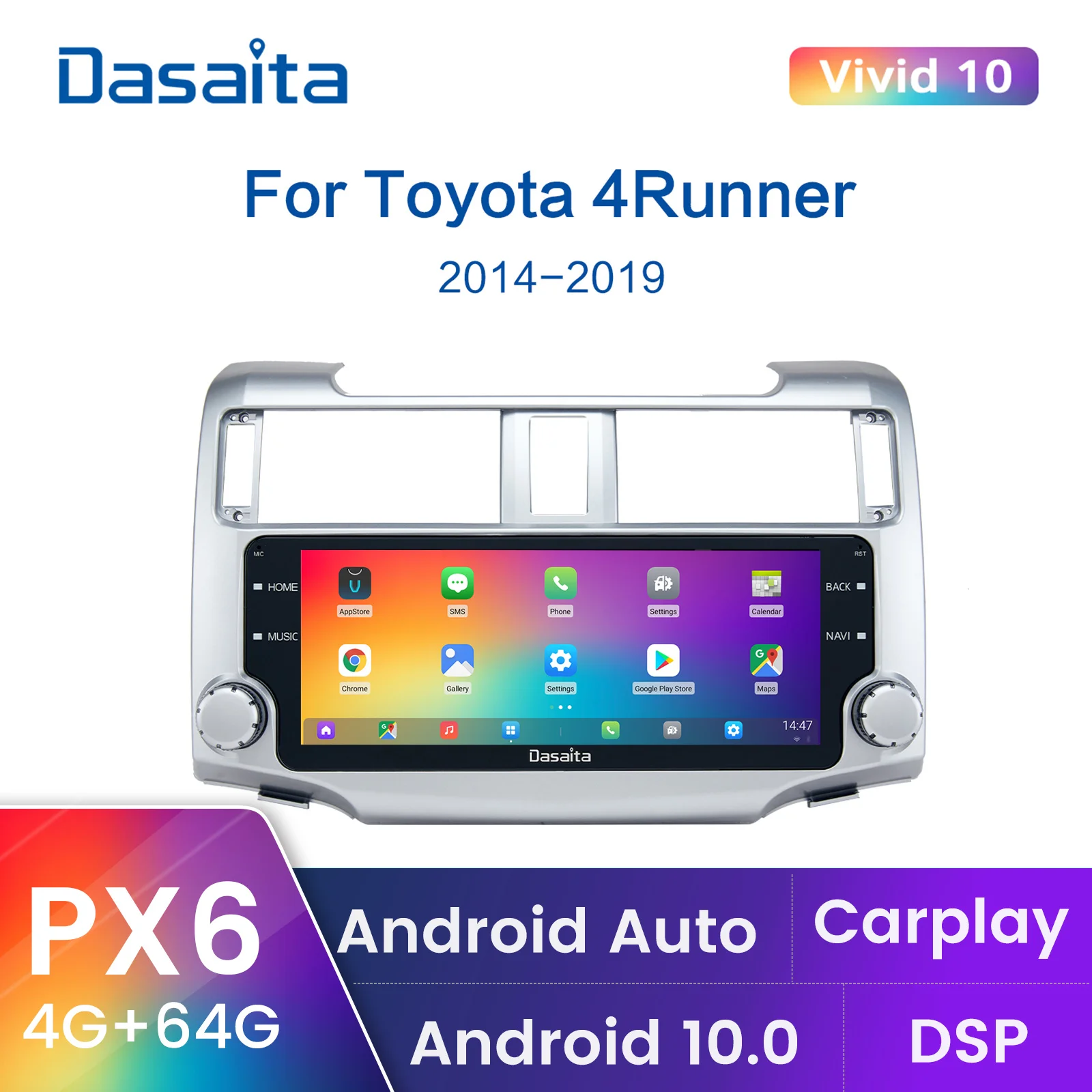 

Dasaita Vivid For Toyota 4Runner Android Radio GPS 1Din 2010 2011 2012 2013 2014 2015 2016 2017 2018 1 Din Carplay Android Auto