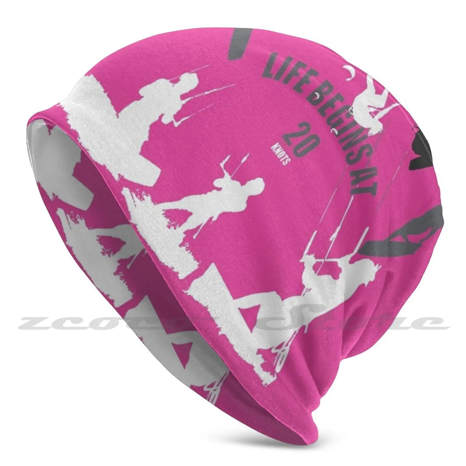

Life Begins At 20 Knots For Kitesurfers ( White ) Diy Pullover Cap Knit Hat Plus Size Keep Warm Elastic Soft Knots Wind Speed