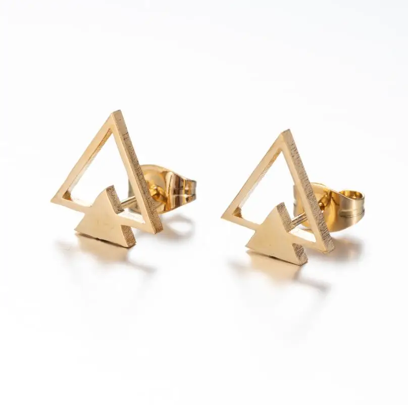 

SMJEL Fashion Bohemian Vintage Earrings Jewelry Small Black Geometric Triangle Stainless Steel Stud Earring Gift for Women Girl