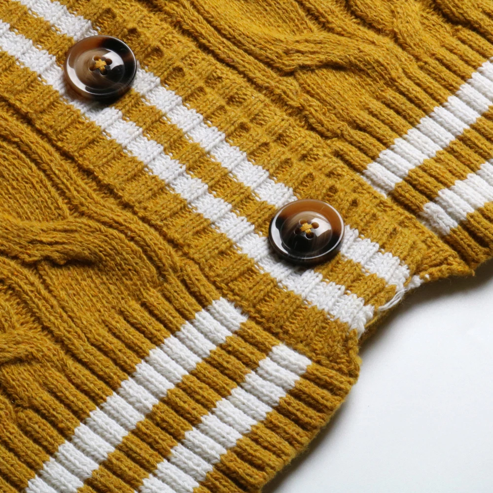 

PGSD New Autumn winter Women knitted sweater cardigan Pure color stripes V-collar Long sleeve button loose Casual clothes female