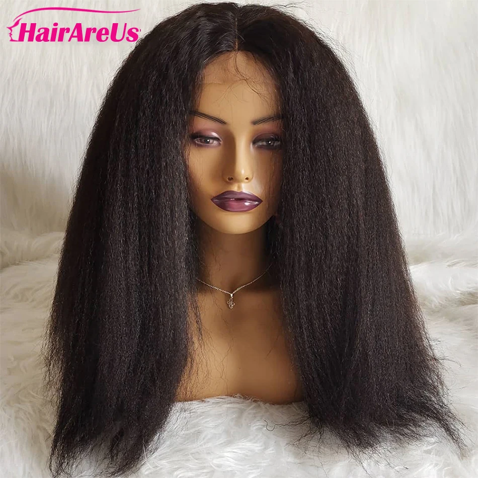 

Парик Yaki с прямой застежкой, парики с застежкой 4x4, плотность 180%, парик с Реми на сетке для женщин с детскими волосами, высокое качество, естес...