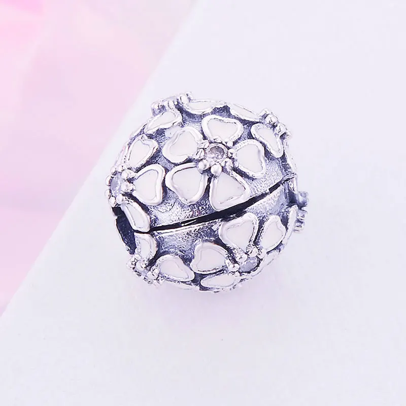 925 серебряный розовый эмалированный цветок вишневого цвета пробка бусина с