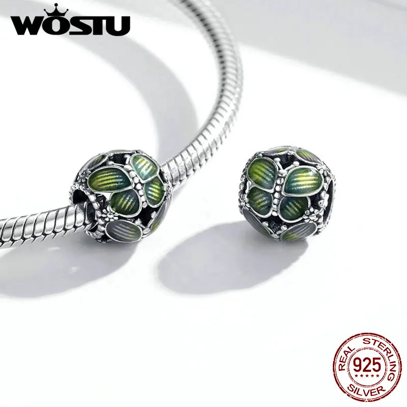 WOSTU 100% 925 стерлингового серебра бисера Фэнтези бабочки очарование кулон в форме