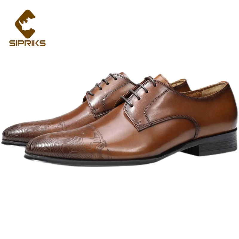 Sipriks Decent Shoes Men Original Cow Leather Rubber Chaussure Homme Costume Elegance Wedding Grooms Brown Black 44 | Обувь