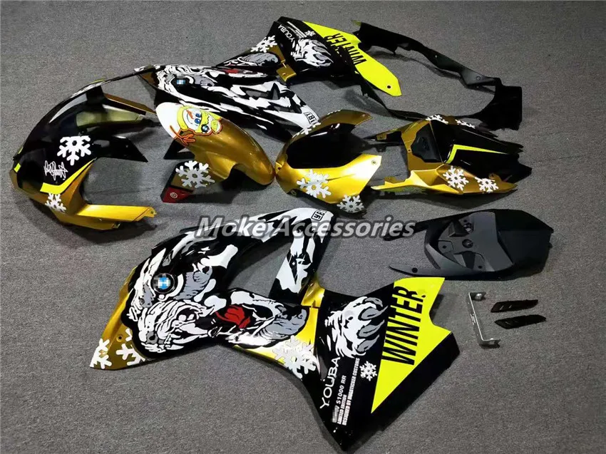 

Fairings Kit Fit For S1000rr 2009 2010 2011 2012 2013 2014 Bodywork Set White tiger Golden yellow