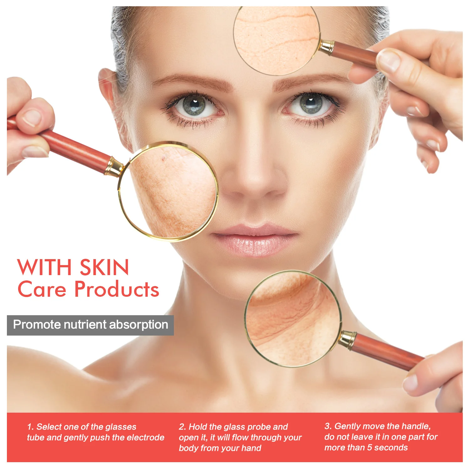 

Portable Handheld Skin Therapy Wand Wrinkle Reducing Anti Aging Skin Tightening & Radiance High-Frequency Facial Machine