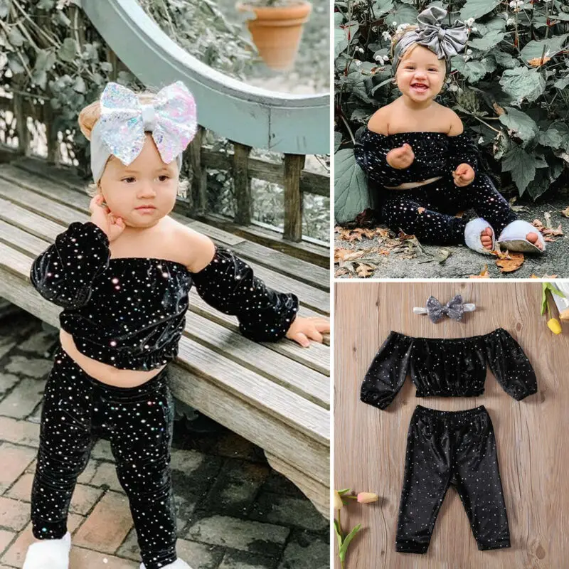 Комплект одежды из 3 предметов с блестками для маленьких девочек рубашка