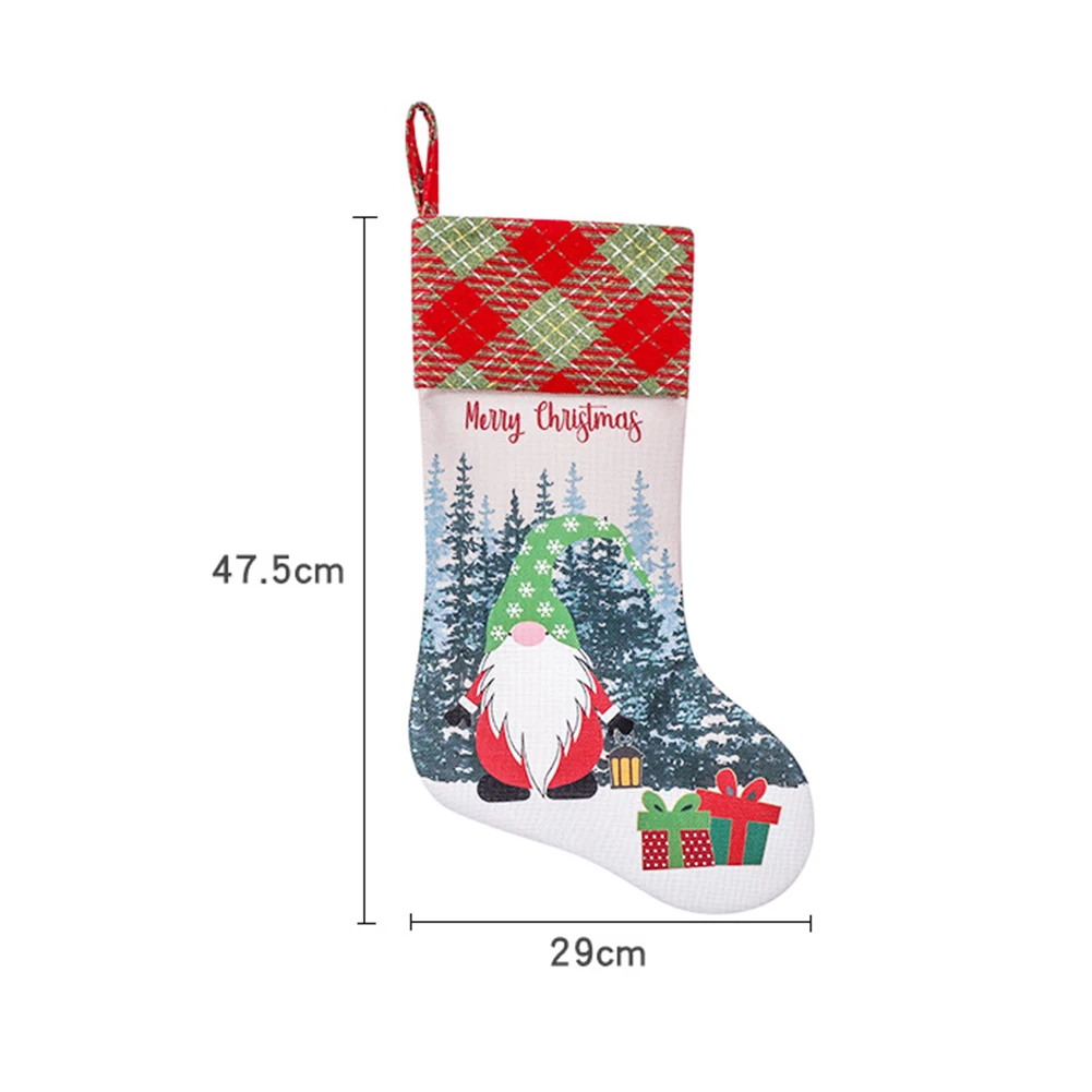 

Rudolph Printed Christmas Socks Stockings Xmas Ornaments Faceless Doll Socks Kids Gift Bag Christmas Tree Hanging Festival Decor
