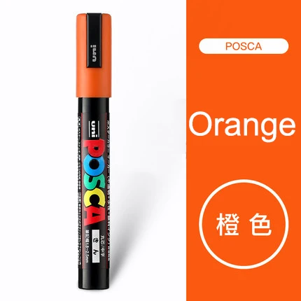 Orange 1Pcs Uni Posca PC-5M маркеры для рисования Средний наконечник 1,8 мм-2,5 мм 17 цветов для школы, офиса, художественные маркеры японские товары для рукоделия 1 шт - Цвет: Orange 1Pcs