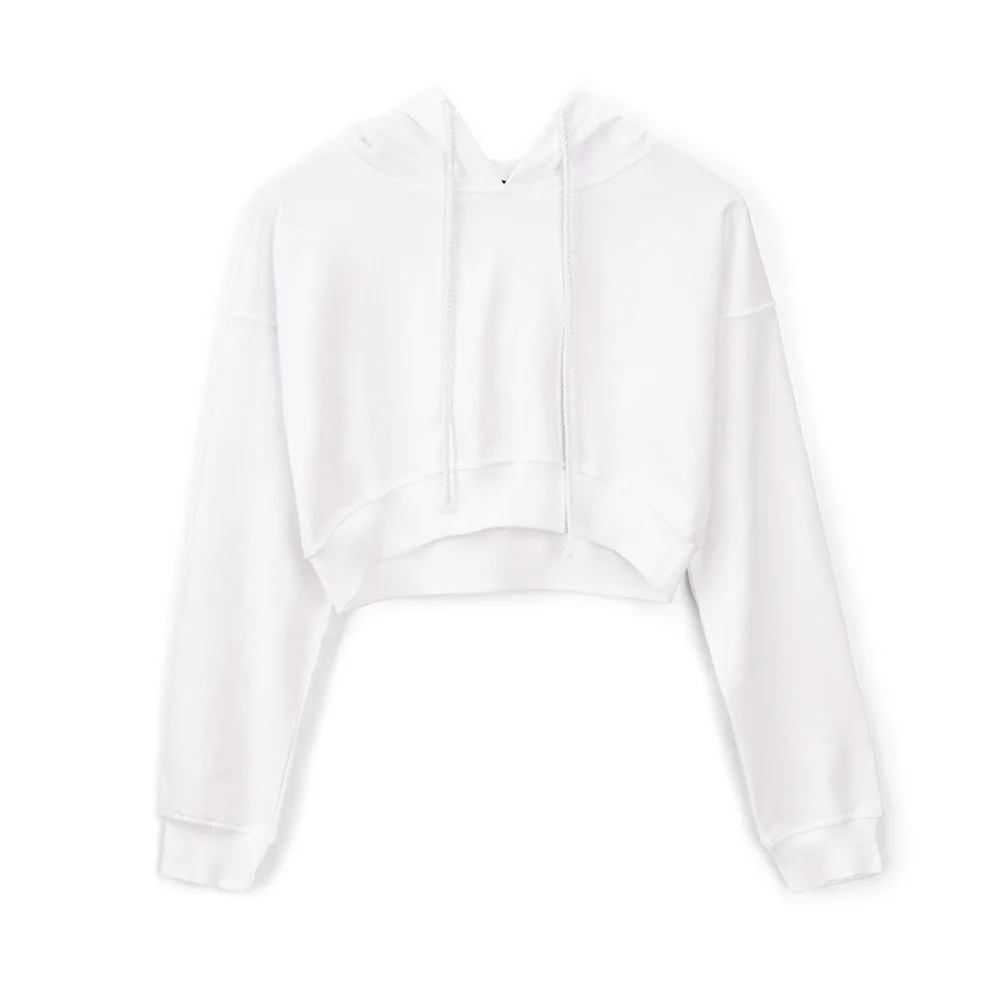 

short autumn and winter 2020 Hoodie Top heel and sexy solid color navel navel and