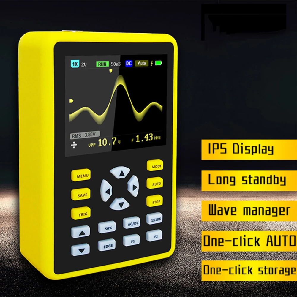

2.4 Inch IPS LCD Digital Oscilloscope 100MHz 500MS/s Portable Handheld Oscilloscope Tester