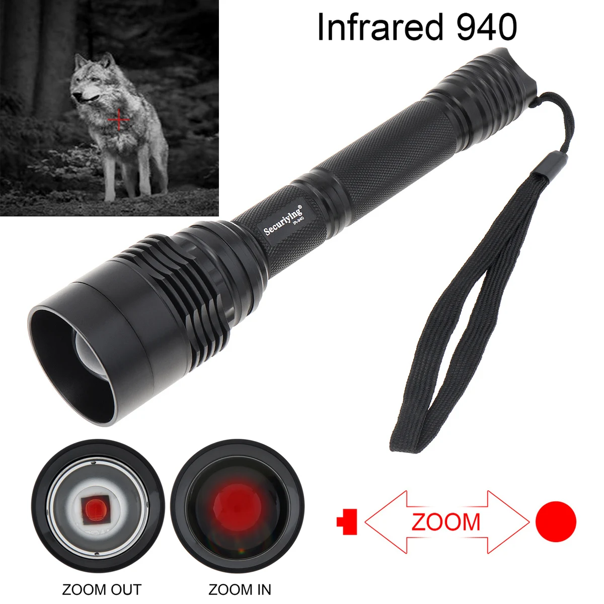

10w Long Rang Infrared Zoomable Lights IR-940nm T50 LED Range Radiation Tactical Flashlight with Night Vision for Hunting Torch