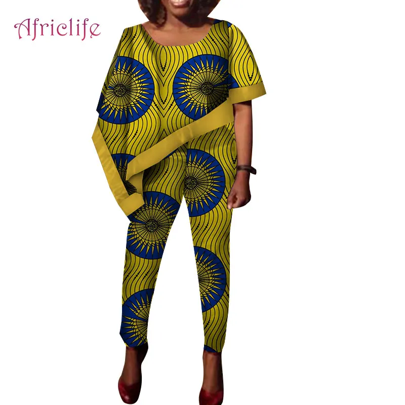 Летний Африканский костюм для женщин стандартный топ и брюки-карандаш женская