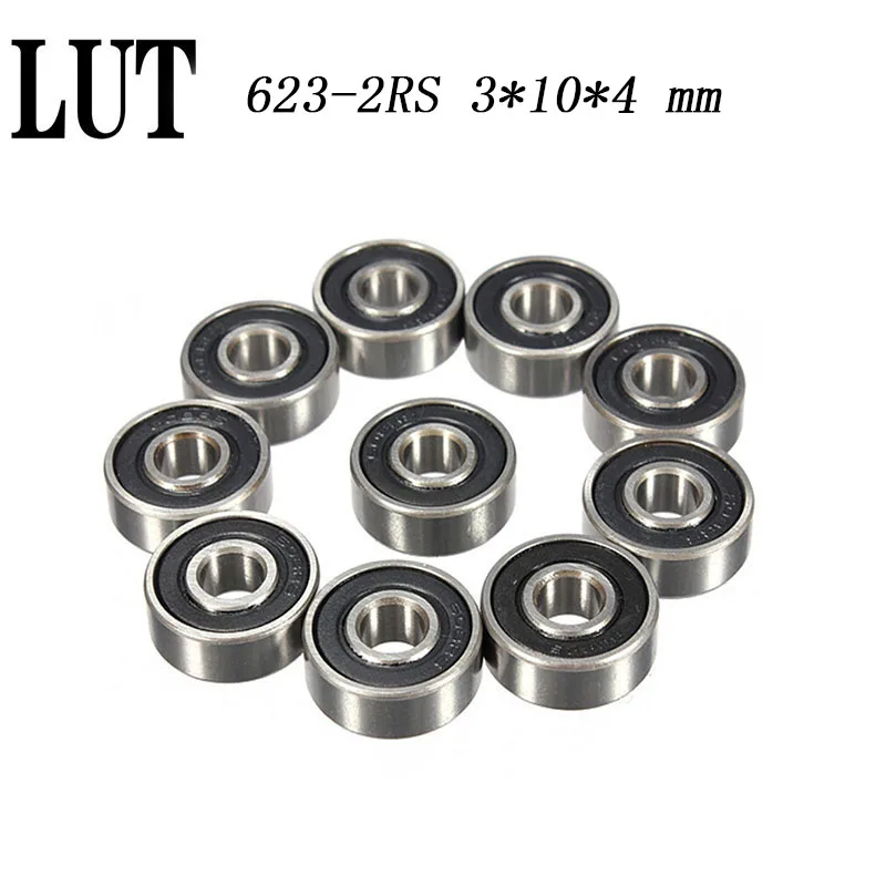 

50PCS High quality ABEC-5 623 2RS 623RS 623-2RS 623 RS 3x10X4 mm Miniature double Rubber seal Deep Groove Ball Bearing