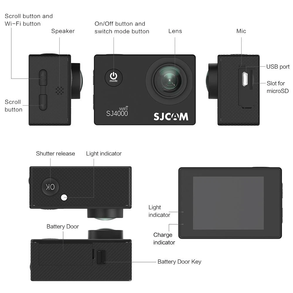Pаспродажа Оригинальная Экшн-камера SJCAM SJ4000/ SJ4000AIR/ SJ4000 WIFI 1080P 2.0 LCD Full HD S водонепроницаемая Спортивная камера Спортивная DV-камера