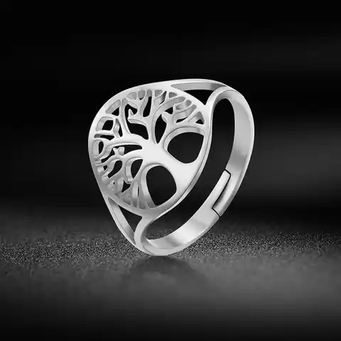 Skyrim adjustable ring with a tree of life, stainless steel rings in the style of vikings, amulet, jewelry, gifts for the anniversary for w ...