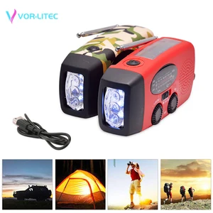 vorlitec portable 3 in1 emergency lamp hand crank generator solar dynamo powered fmam radio phones charger led flashlight free global shipping