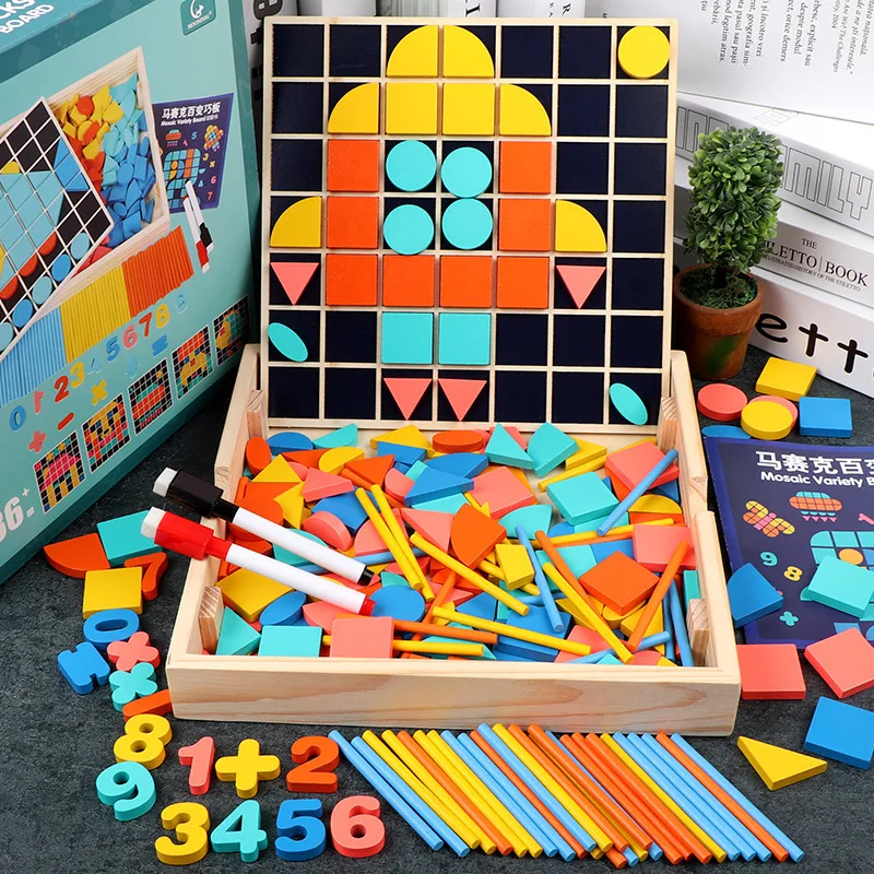 DIY Мультяшные деревянные мозаичная головоломка Enfant игрушки Монтессори