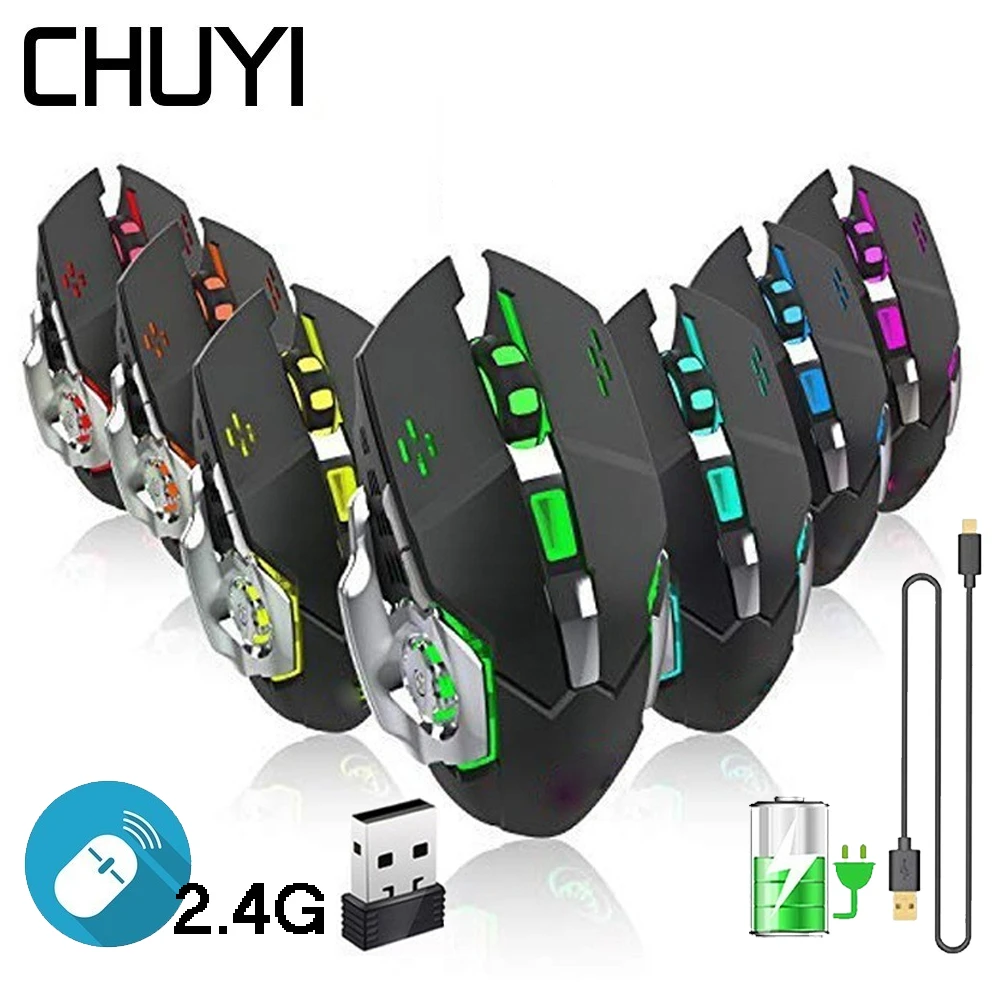 Wireless Rechargeable Gaming Mouse Sem Fio Backlight Optical Silent 1800DPI USB 2.4G Mice Game Mause For Overwatch Gamer Dota 2 |