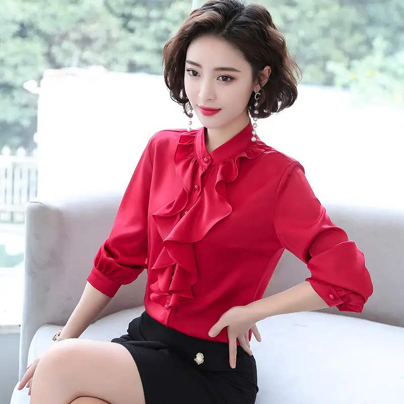 

Fashion White Office Ladies Tops Shirts Casual Long Sleeve Blouse Women Elegant High Street Chiffon Plus Size Shirt Blusas Q3544