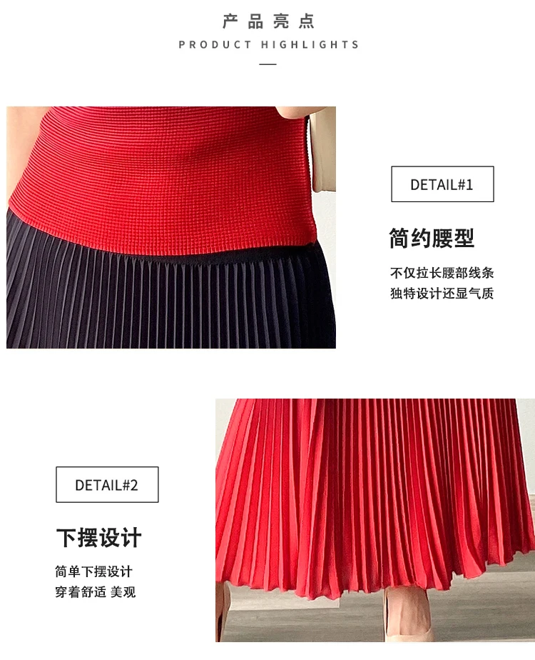 Лидер продаж модная тонкая водолазка Miyake со складками и коротким рукавом +